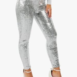 Tipsy Elves Shimmering Silver Leggings